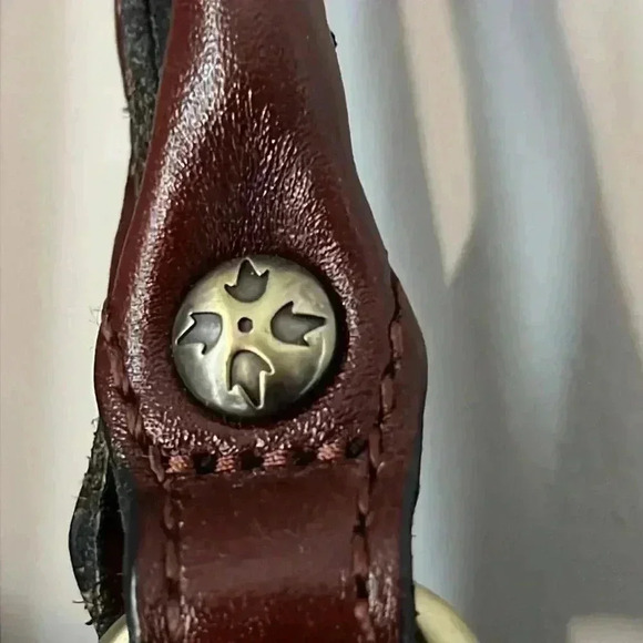 Patricia Nash Maroon Snap Button Leather Braided Strap Handbag Satchel - Picture 6 of 10